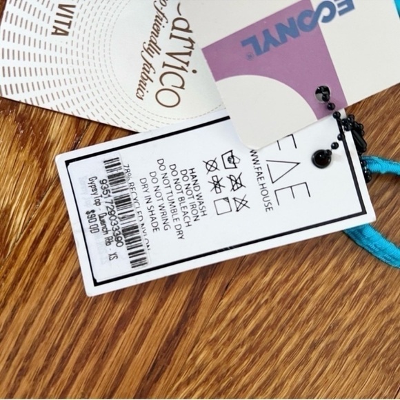 Fae House Gypsy Bikini Top in Quench Blue Ribbed Size XS NEW $90 Split V-neck - Picture 4 of 7